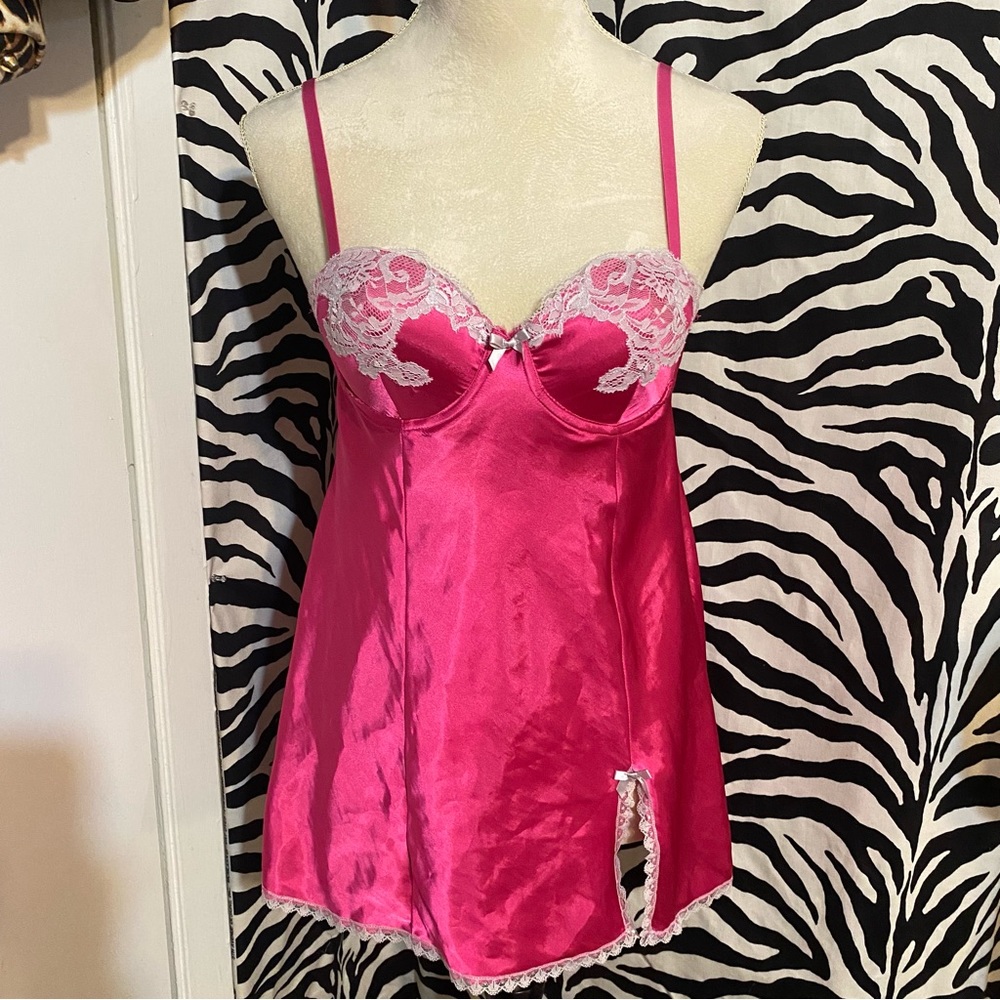 PINK SLIP DRESS WITH LACE